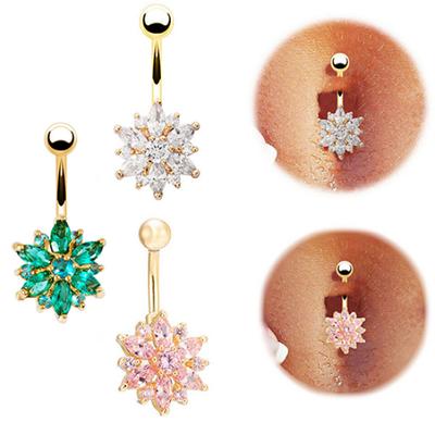 Bauchnabelpiercing-Schmuck mit Blumen-Zirkonia-Bauchnabelpiercing