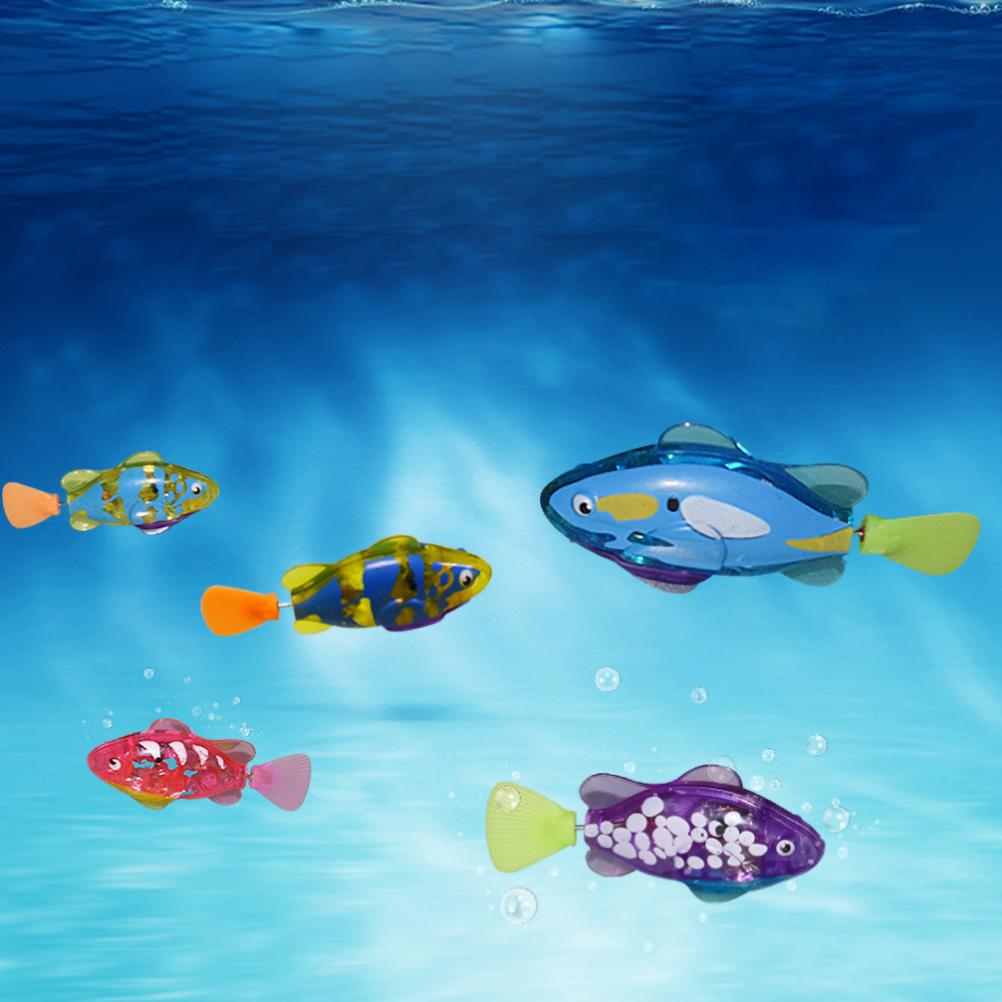 4Pcs Electric Swimming Fish Toys with LED Light Baby Bath Toys Robotic Fish Toys for Pet Kids