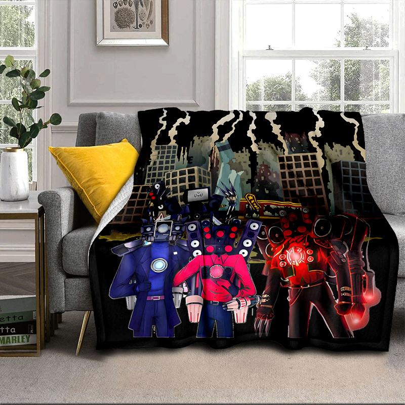 Robot Invasion Alert Blanket Flannel Blanket for Bed, Sofa, Camping, Hiking, Picnic Essentials, Gift for Family Fan Gifts