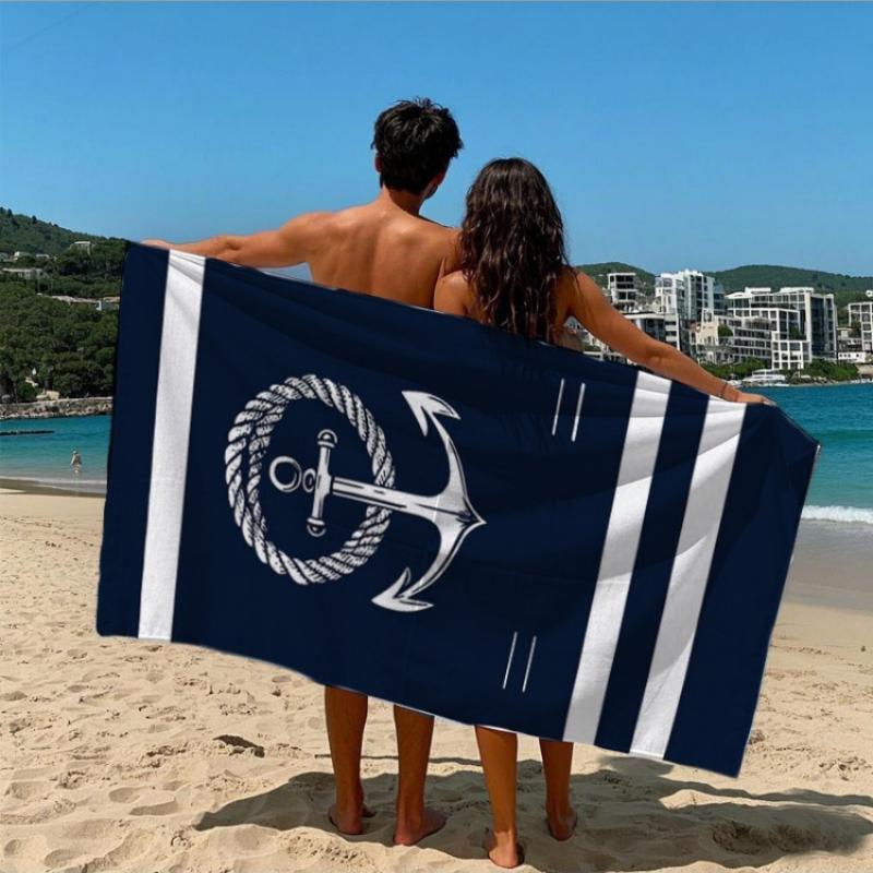 

One Extra-Large Thick Beach Towel Featuring a Design with a Sea Anchor And Rope - It Is Super Soft,Highly Absorbent,Quick-Drying W40*H60(CM)