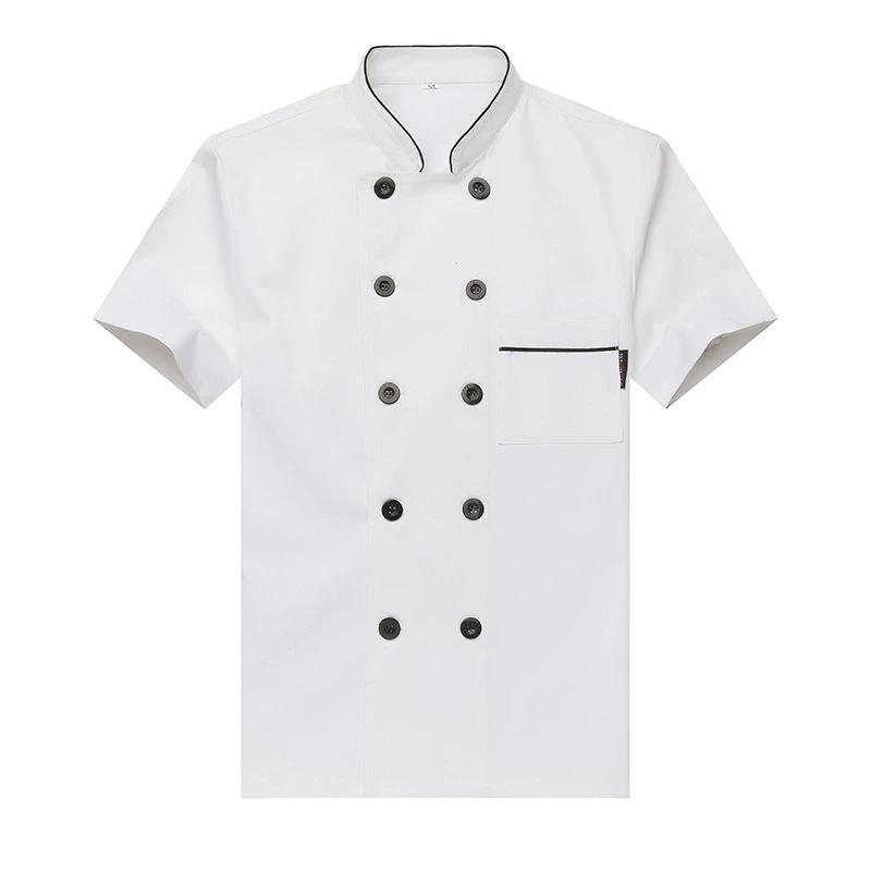 Chef's Overalls Men's Short-sleeved Summer Breathable Solid Color Catering Restaurant Canteen Hotel Rear Kitchen Chef's Overalls Long Sleeves