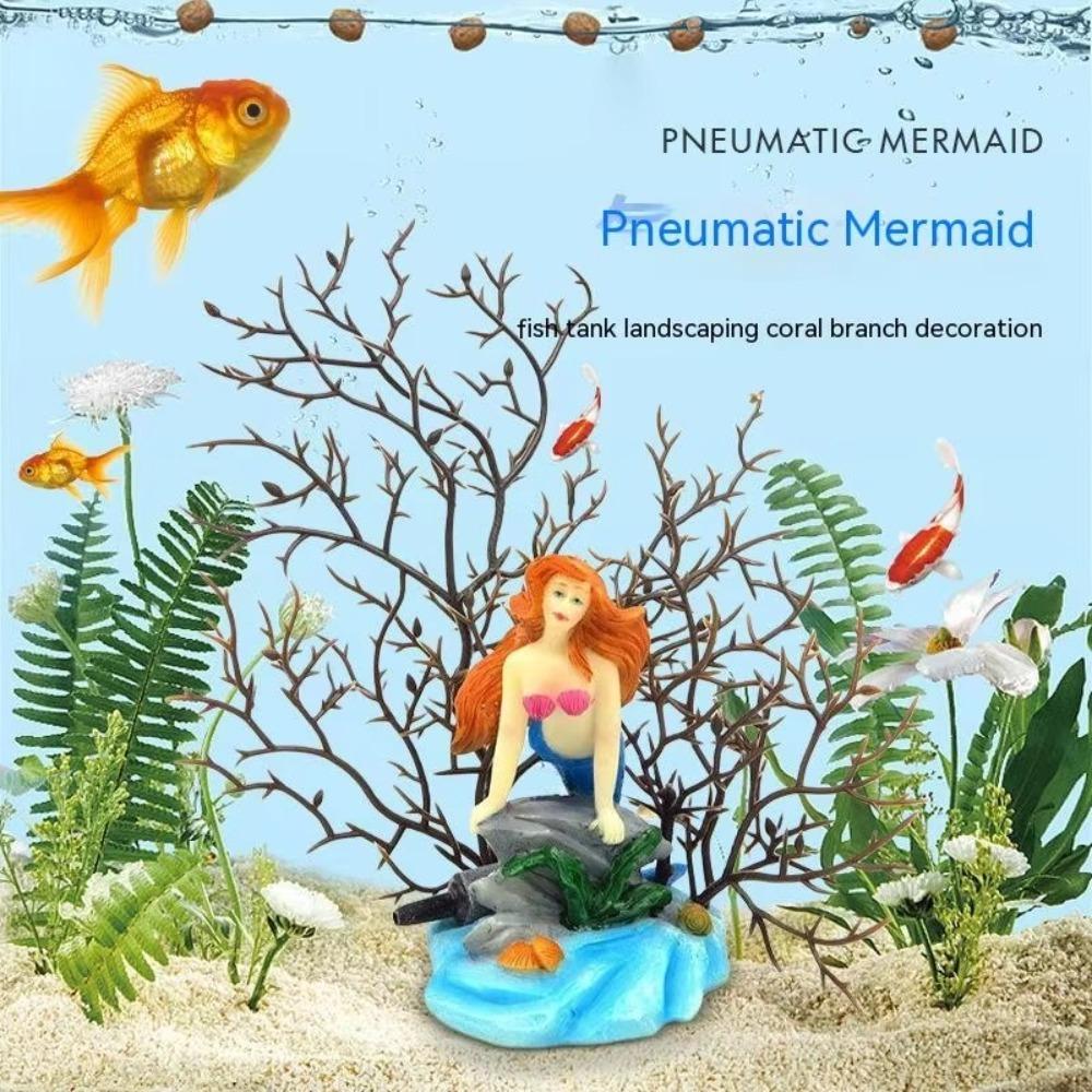 Colorful Mermaid Coral Branch Ornament Resin Craft Sea Tree Ornament  Fish Tank Supplies