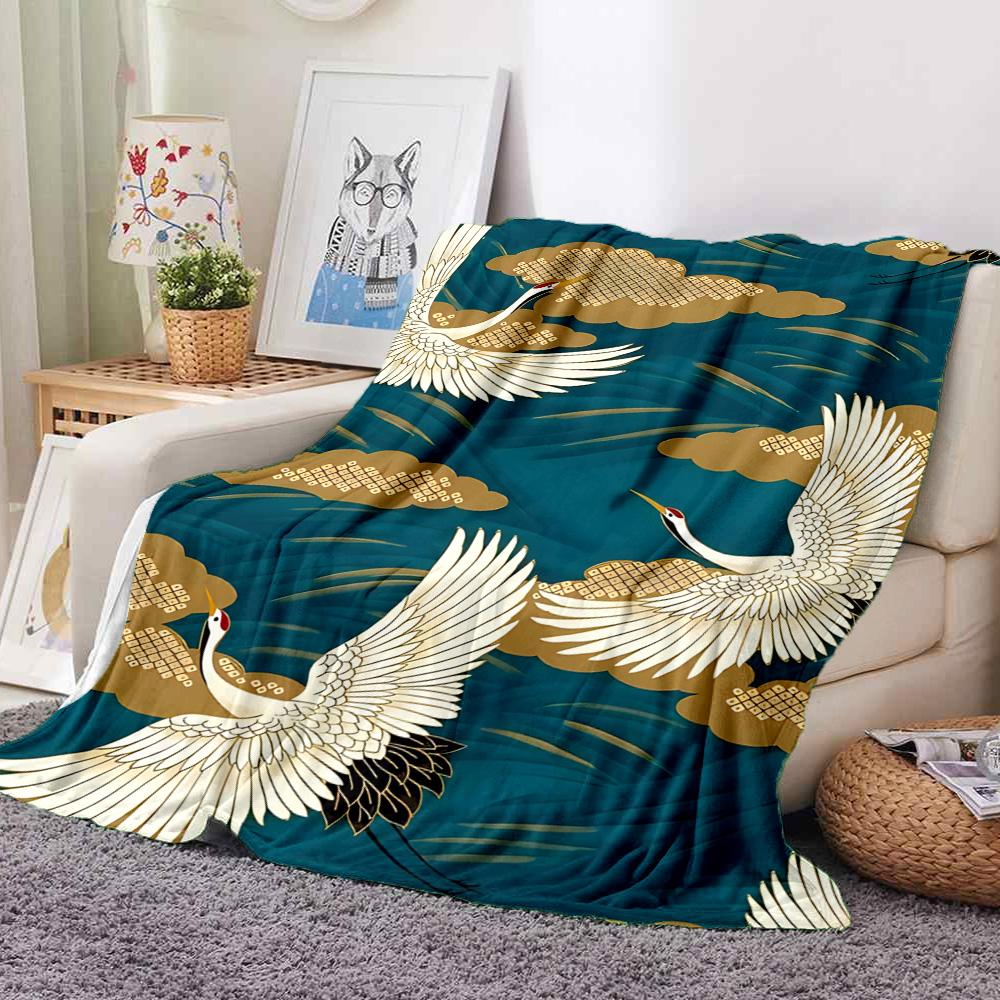 Cranes Flight Flannel Blanket Throw Blanket Soft Warm Sofa Bed Camping Car Home Decor Unique Christmas Gift C930989