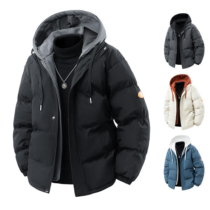 Men Parkas Thick Warm Winter Jacket Hooded Quilted Jacket Loose Fashion Casual Cotton-Padded Puffer Coat Autumn Winter Outwear