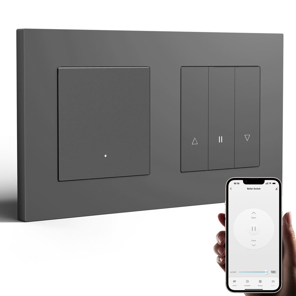 BSEED Zigbee Shutter Switch Series Wall Smart Click Switches Yellow Backlight Plastic Frame Tuya APP Roller Switch