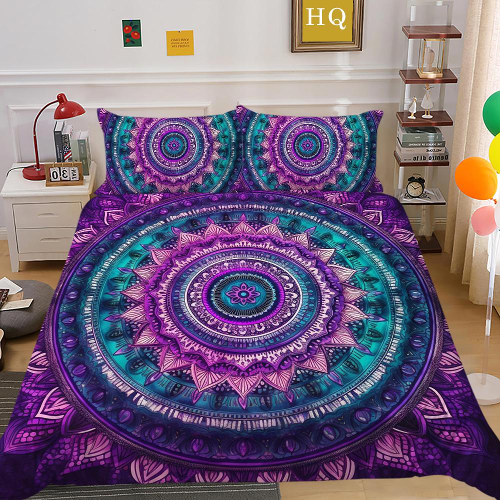 Set de huse de cuvertură cu imprimare 3D Datura Set de pat de dimensiune completă Set de lenjerie de pat din poliester pentru bărbați Textile de casă de lux de lux