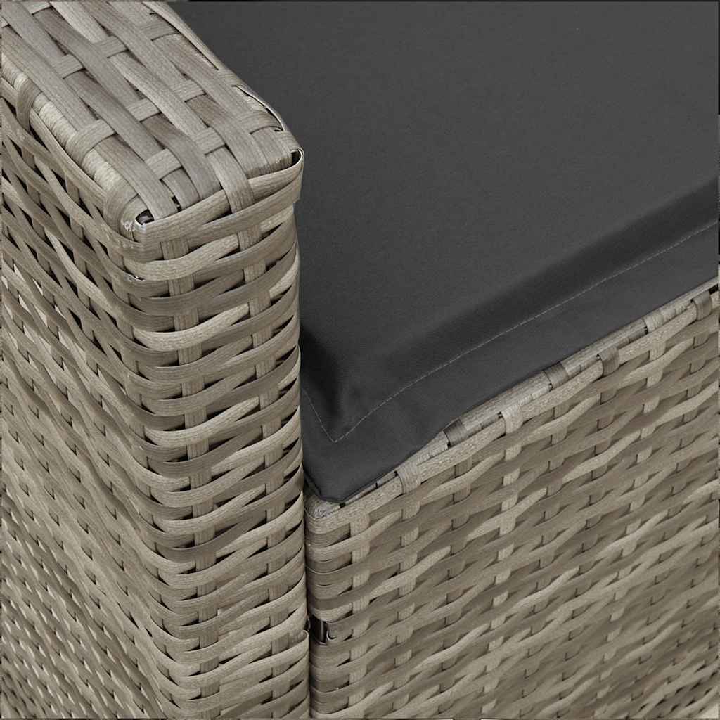 5 Piece Garden Sofa with Cushions Gray Poly Rattan