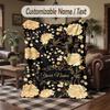 Floral Elegance Card 7 Theme Throw Blanket Custom Name Text Personalized Blanket Soft Cozy Blanket for Home Sofa Bed