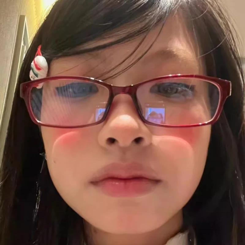 Retro Girls Y2K Red Green Frame Glass Retro Oval Square Glasses Eyewear Women Computer Anti-blue Eyeglasses with Seaside Driving