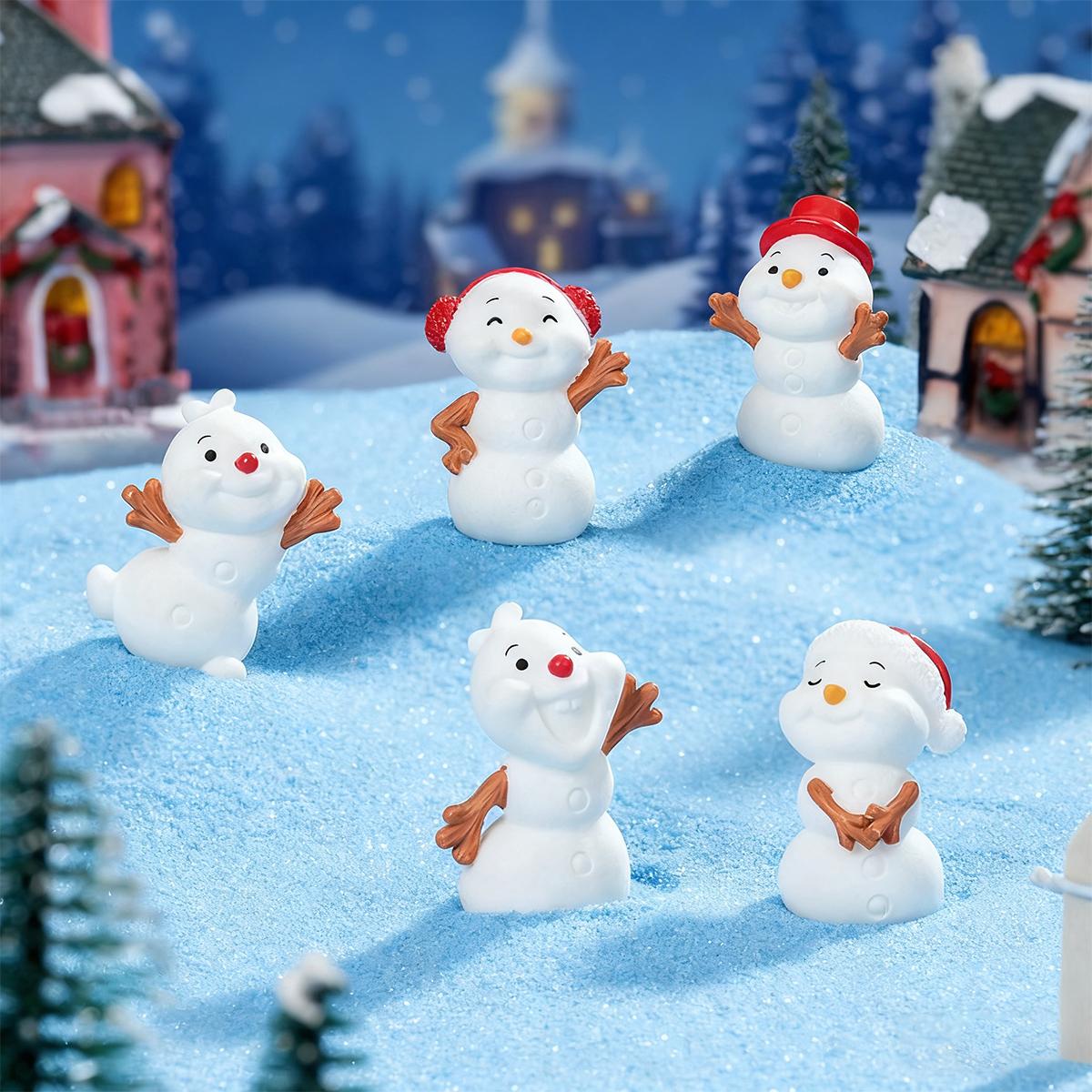 

5 / 10PCS Mini Snowman Figurines Cute Christmas Ornaments Ideal For Xmas Tree Decor DO-IT-YOURSELF Fairy Garden Holiday Present