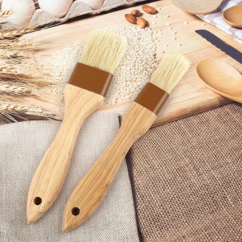 Kitchen Cooking Brushes Barbecue Oil Brush Wooden Handle Bristle Brushes Flat Pastry Baking Brush