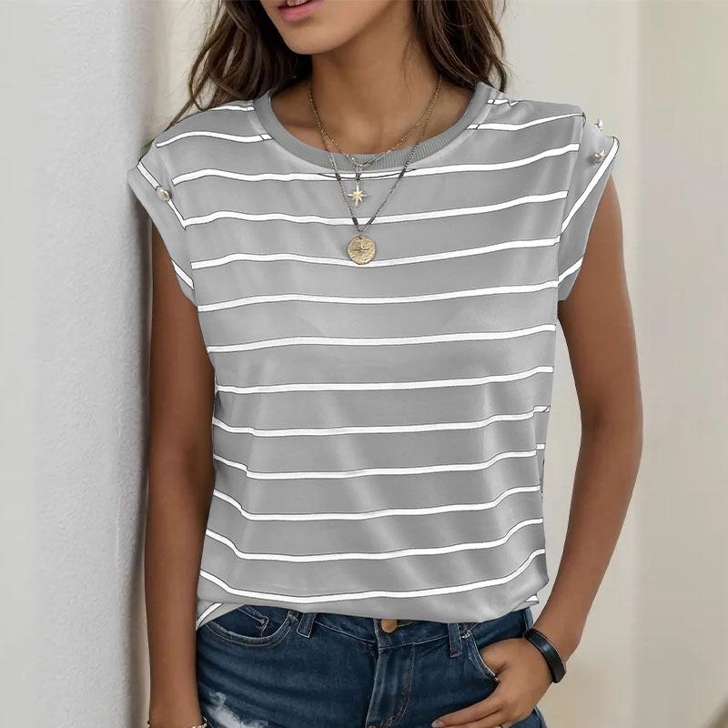 Dámský bez rukávů O krk Pruhovaný Volný Top Vesta