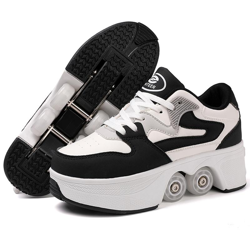 Kinder Rollschuh-Sneaker mit Doppelrollen für Jungen / Mädchen Verformbare Schuhe Rollschuhschuhe