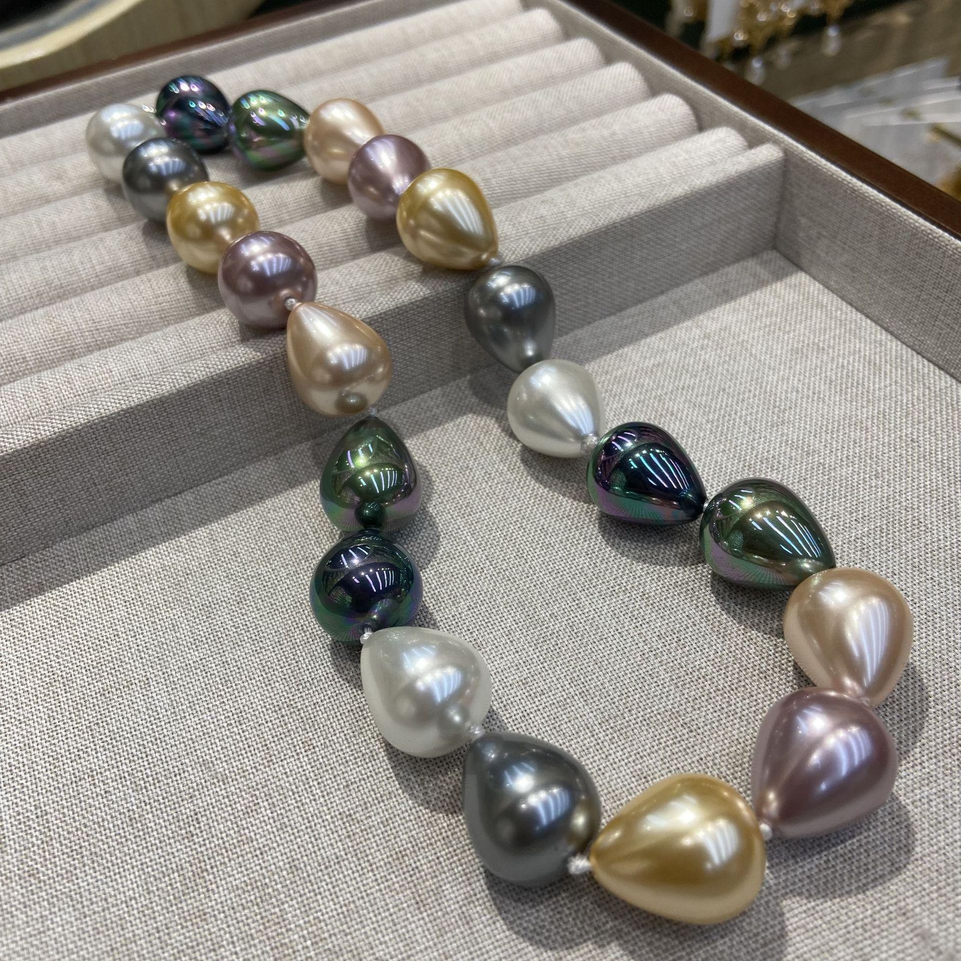 

Maillard Color Water Drop Large Necklace Women S Nanyang Imitation Beads Exquisite Fashion Neck Chain Autumn And Winter Beaded Chain