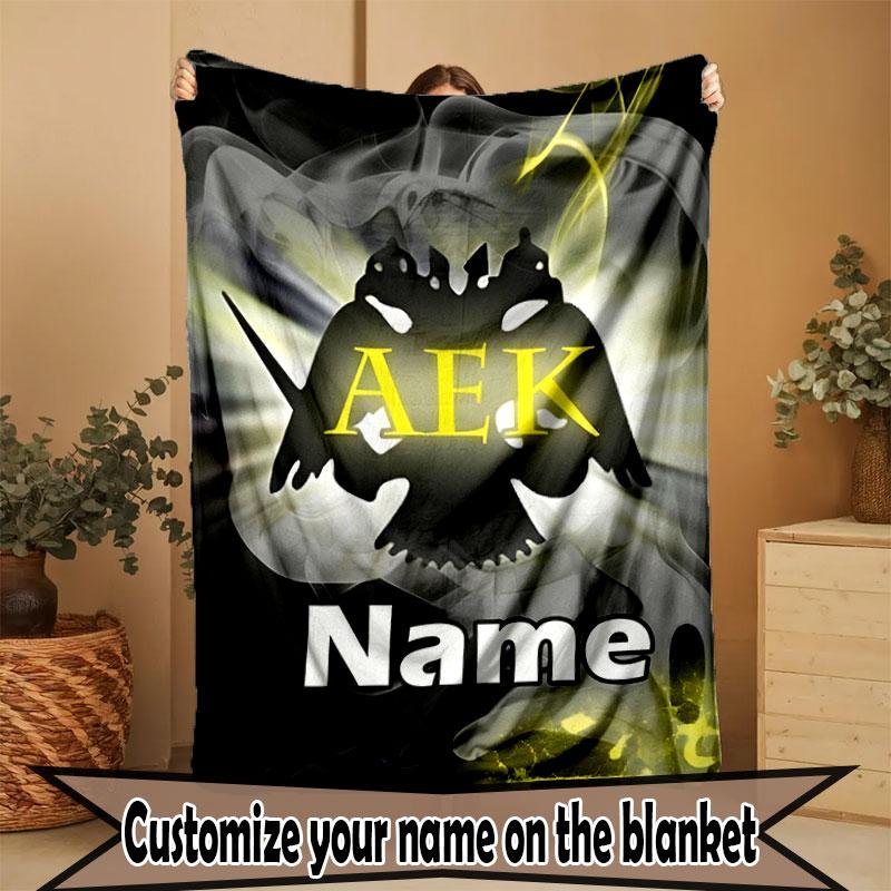 Custom Name Personalized AEK Athens FC Print Blanket, Home Decor, Bedroom, Sofa, Camping, Couch, Gifts for Birthday Christmas