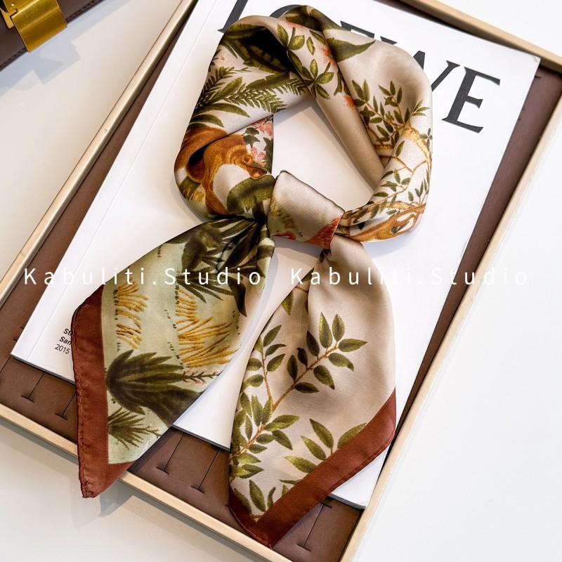 70x70cm Lightweight Square Scarf Women Polka Dot Print Silk-Like Wrap Neck Tie Hair Band Fashion Accessory