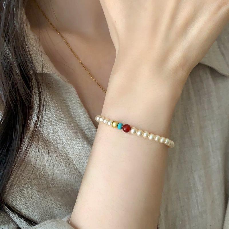 Elegant Chinese Agate Pearl Bracelet for Women - Simple, Versatile Design