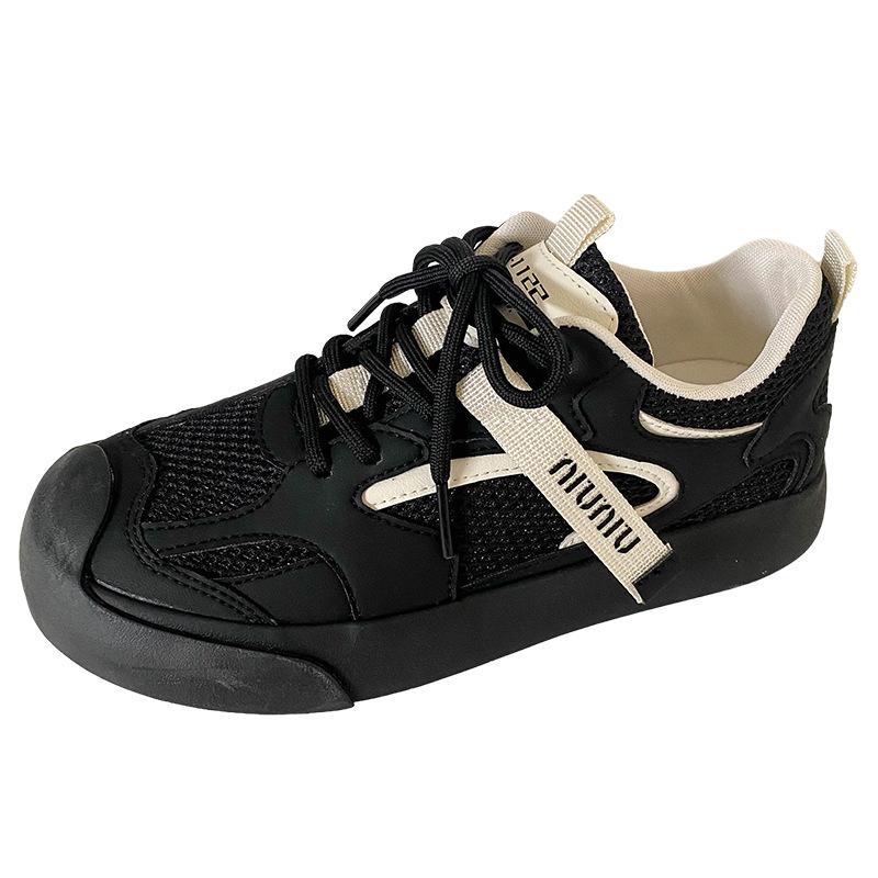 6543 Latex Insole/leather Mesh Splicing Explosion Ugly Cute Sports Shoes Board Shoes 2024 New Little White Shoes Women's Shoes