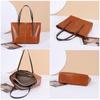 New Contrast Color Commuter Shoulder Bag Large Capacity Retro Top Layer Vegetable Tanned Cowhide Tote Bag