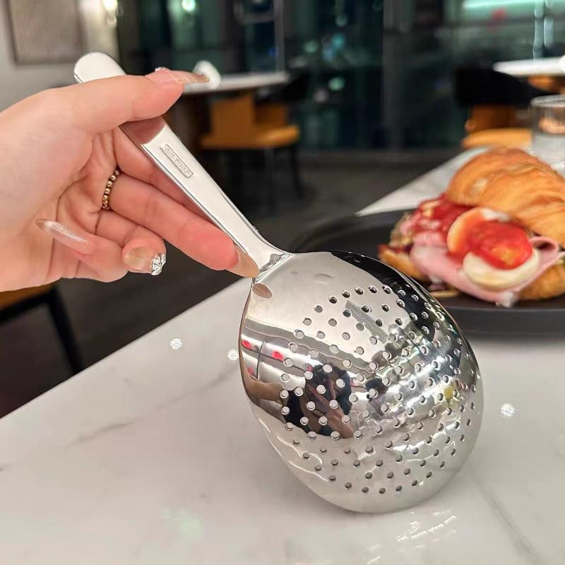 1/2PcsStainless Steel Ladles For Serving Soup Rice Serving Spoon Drain Hole Heat Insulated Handle Kitchen Utensils For Daily Use