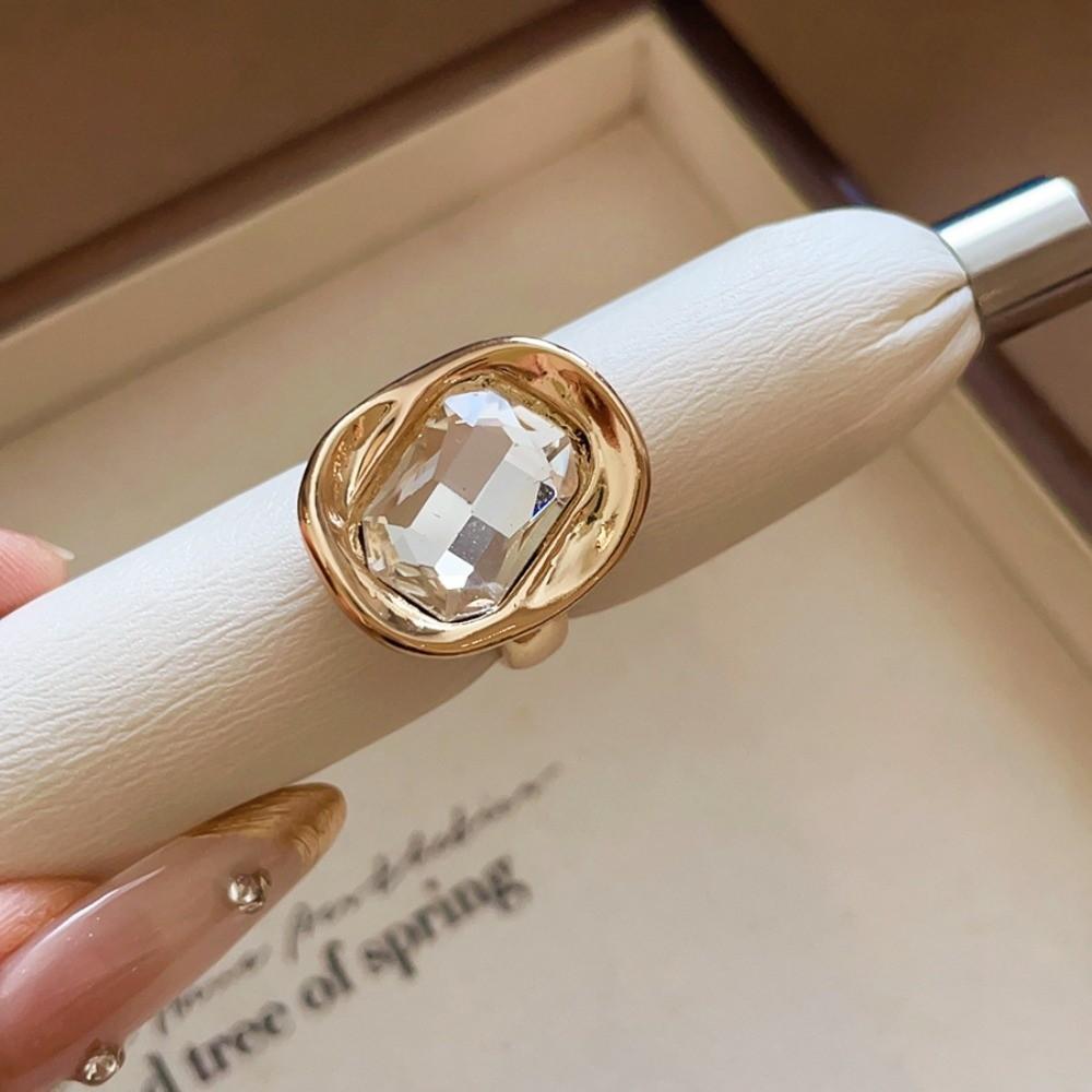3PCS Candy Color Zinc Zinc Alloy Rings Set Exaggerated Big Dome Plain Ring Geometric Ring Women