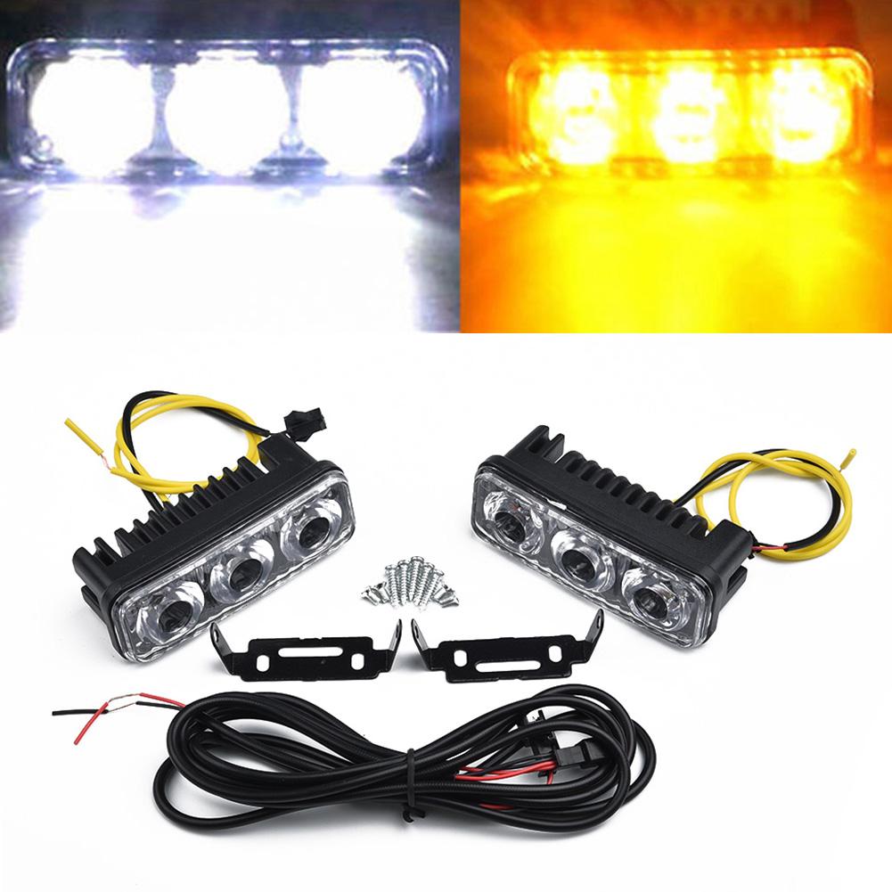 Set Daytime Running Lights Replacement Accessories Car Auto White+Amber