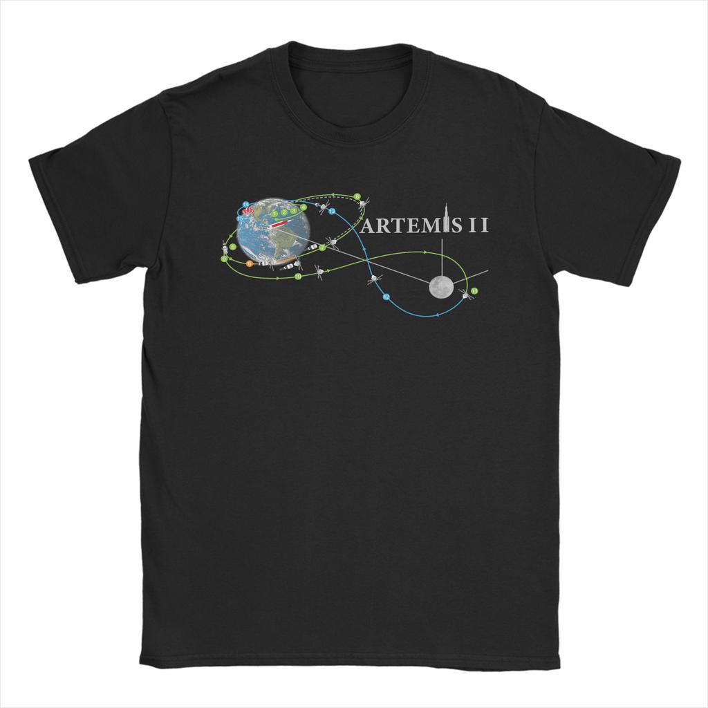 Unisex T-Shirt Artemis Routenkarte SLS Raketenstart Mission zum Mond T-Shirts Harajuku Sommer T-Shirt Vintage Baumwoll Tops