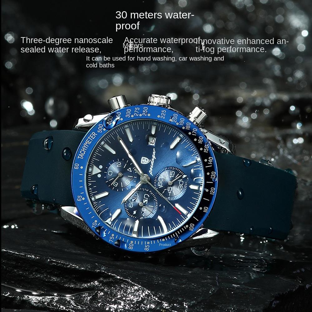 New Top Brand Waterproof Luminous Multifunctional Men's Watch Silicone Tape Luxury Fashion Quartz Watch