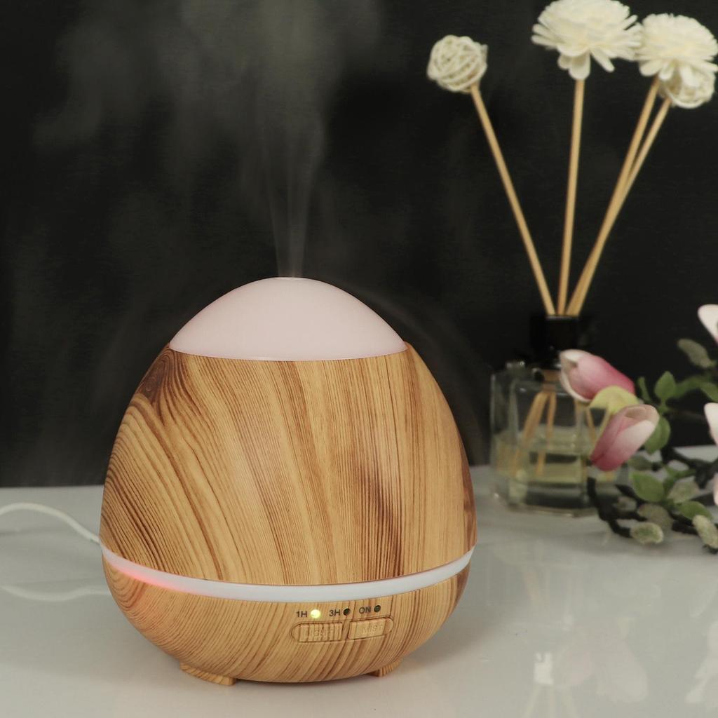 Wood Grain Aroma Diffuser with Seven-Color LED Humidifier