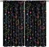 Kids Outer Space Curta, Universe Themed Earth Moon Rockets Stars Window Drapes, For Boys Girls Room Bedroom Living Room