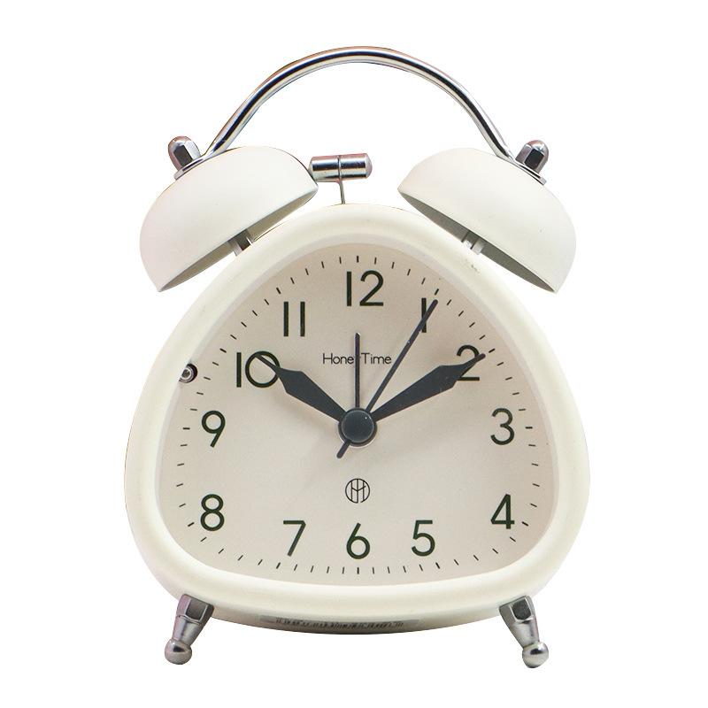 Primary and Secondary School Students Use Large Ringtone 3-inch Metal Ringing Alarm Clock for Home Bedside Silent Sweep Second Night Light Clock