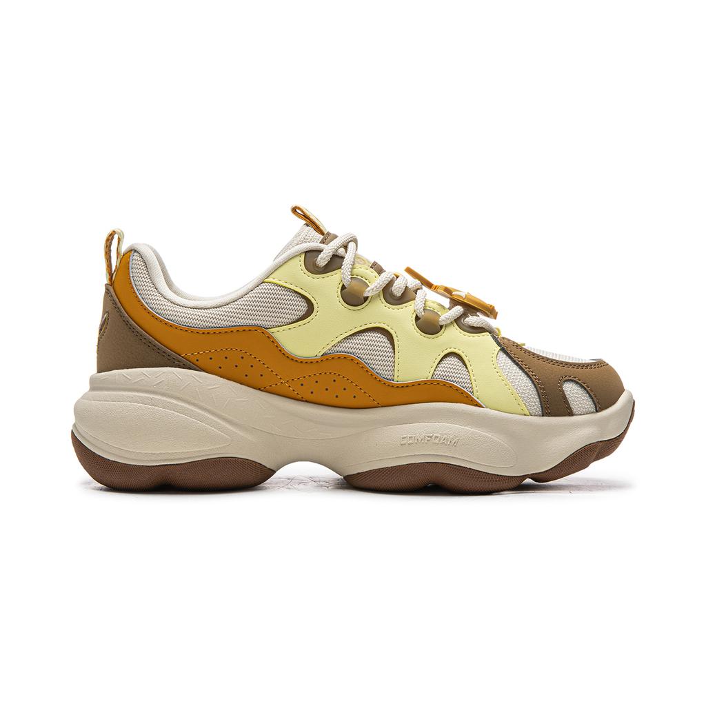 Li Ning Honey 3 Fashion Comfortable Shock Absorbing Durable Low Top Casual Shoes Women Casual Shoes Brown Yellow Gray AGCW180-1