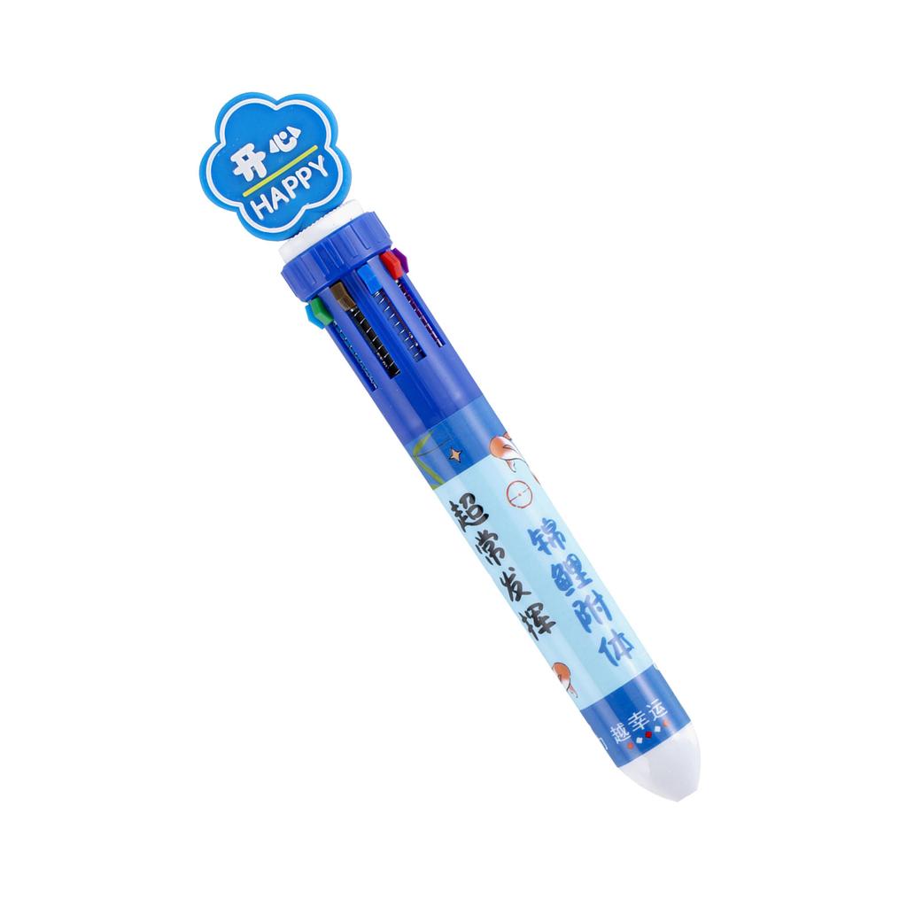 Pix multicolor pentru desene animate Pix pentru scris 10 culori în 1 Scrieți lin pentru studenți, adulți, jurnal de scris