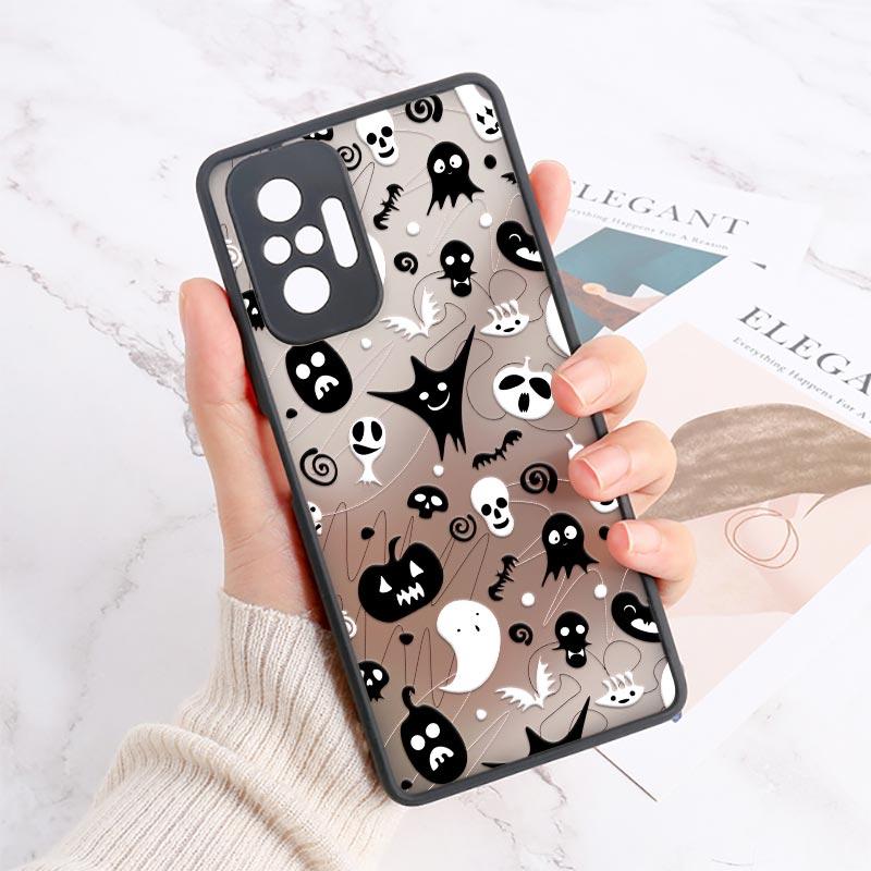 Halloween Scary Ghost Phone Case For Xiaomi Redmi 10C 9T 9A 9C Note 8 9 10 11 12 Pro Plus 5G 9S 12S 8Pro Funda Matte Clear Cover