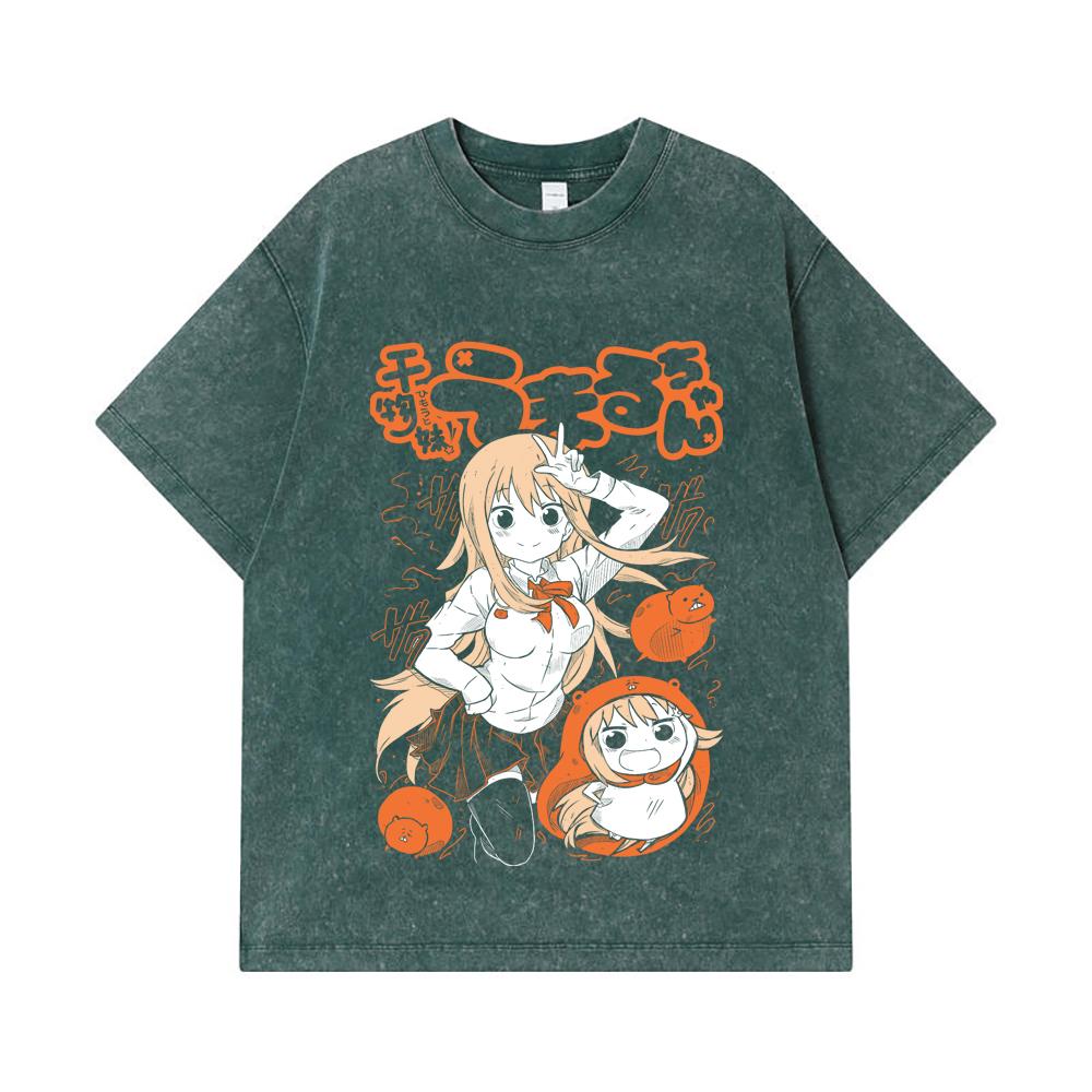 275 GSM Washed T-shirts 100% Cotton Himouto Umaru chan V1 Print Unisex Heavy Cotton T Shirt