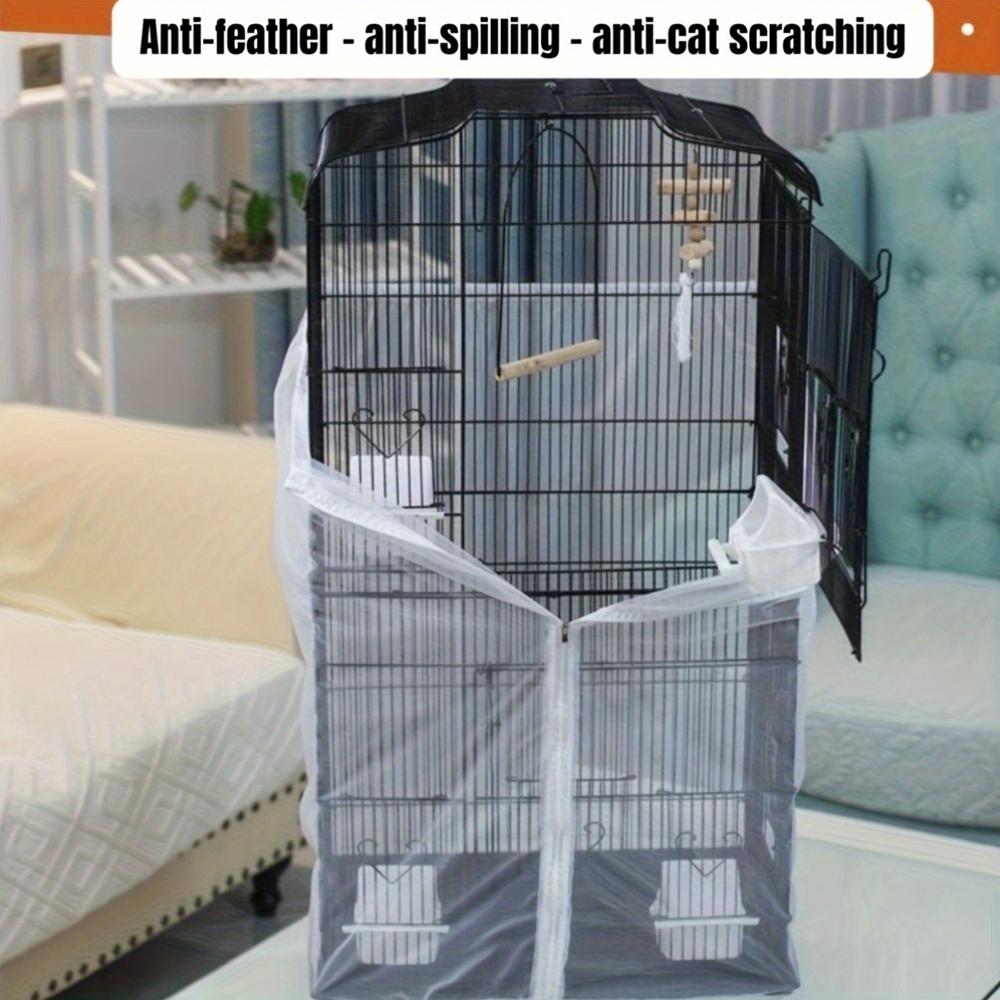 1PC Zippered Parrot Cage Mesh Cover Dust Breathable Design for All Cage Shape Reusable Pet Parrot Bird Cage Cover for Home Decor