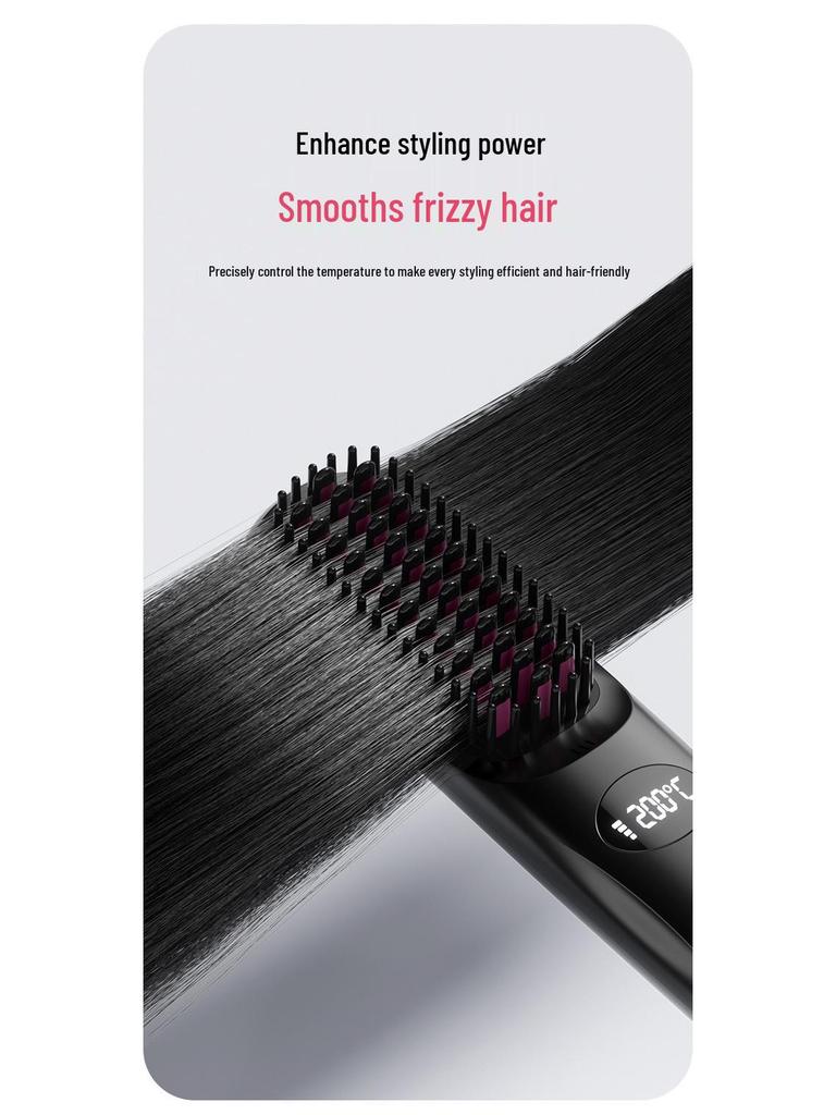 Rechargeable Ceramic Hair-Safe Wireless Straightening & Curling Brush