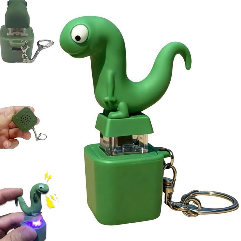Flash Effects Lizard Button Keychain with Croaking Sound & LED Light Funny Rechargeable Lizard Fidget Clicker Toy for Adult Kids