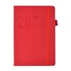 2024 Planner Faux Leather Hardcover Pen Holder Ribbon Bookmark Colorful Monthly Index Ink-Proof Paper Elegant Journal Dairy Notebook Student Supplies