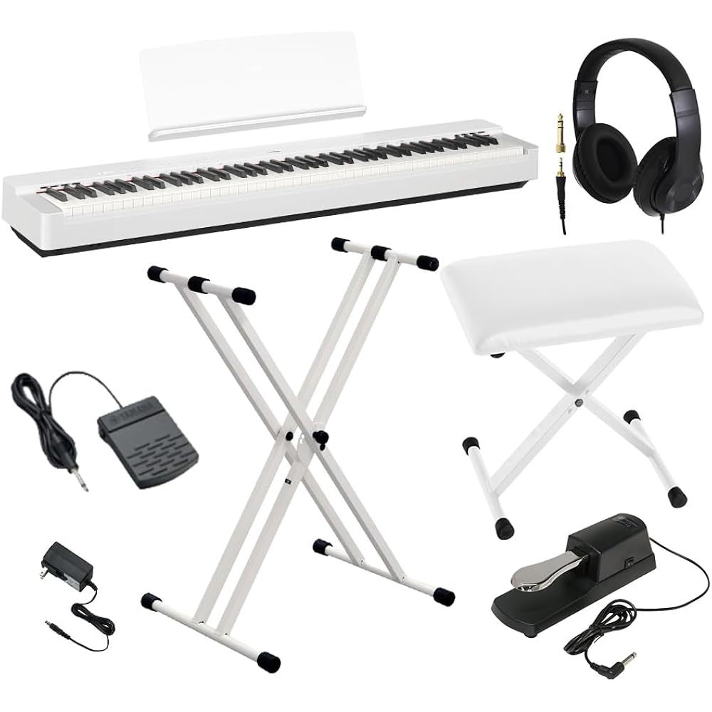 YAMAHA P-225 Electronic Piano 88 Keys Yamaha P Series (X Stand X Chair Damper Pedal Headphone, Wh...