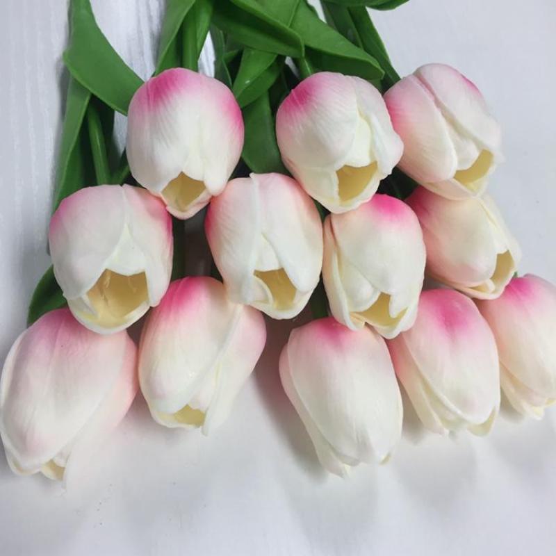 18 sztuk/partia Sztuczne Kwiaty Bukiet Mini Tulipan Ślub Panna Młoda Druhna Hortensje Kwiatowy Dekoracja Imprezy