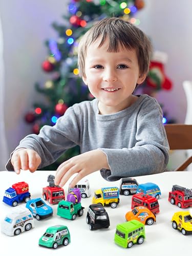 Huang Yem 20-Piece Miniature Construction Vehicle Cars, Excavators, Super Variety of Working Vehicles, Pull-Back Function, Kids Toys, Gifts, Birthday