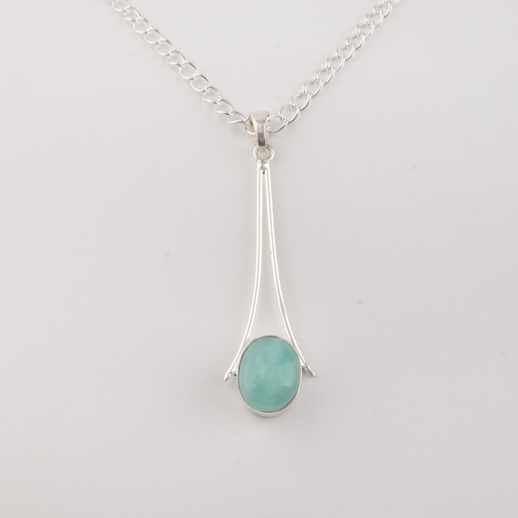 Natural Amazonite Gemstone 925 Sterling Silver Handmade Jewelry Designer Pendant 1.79" PP-69-28