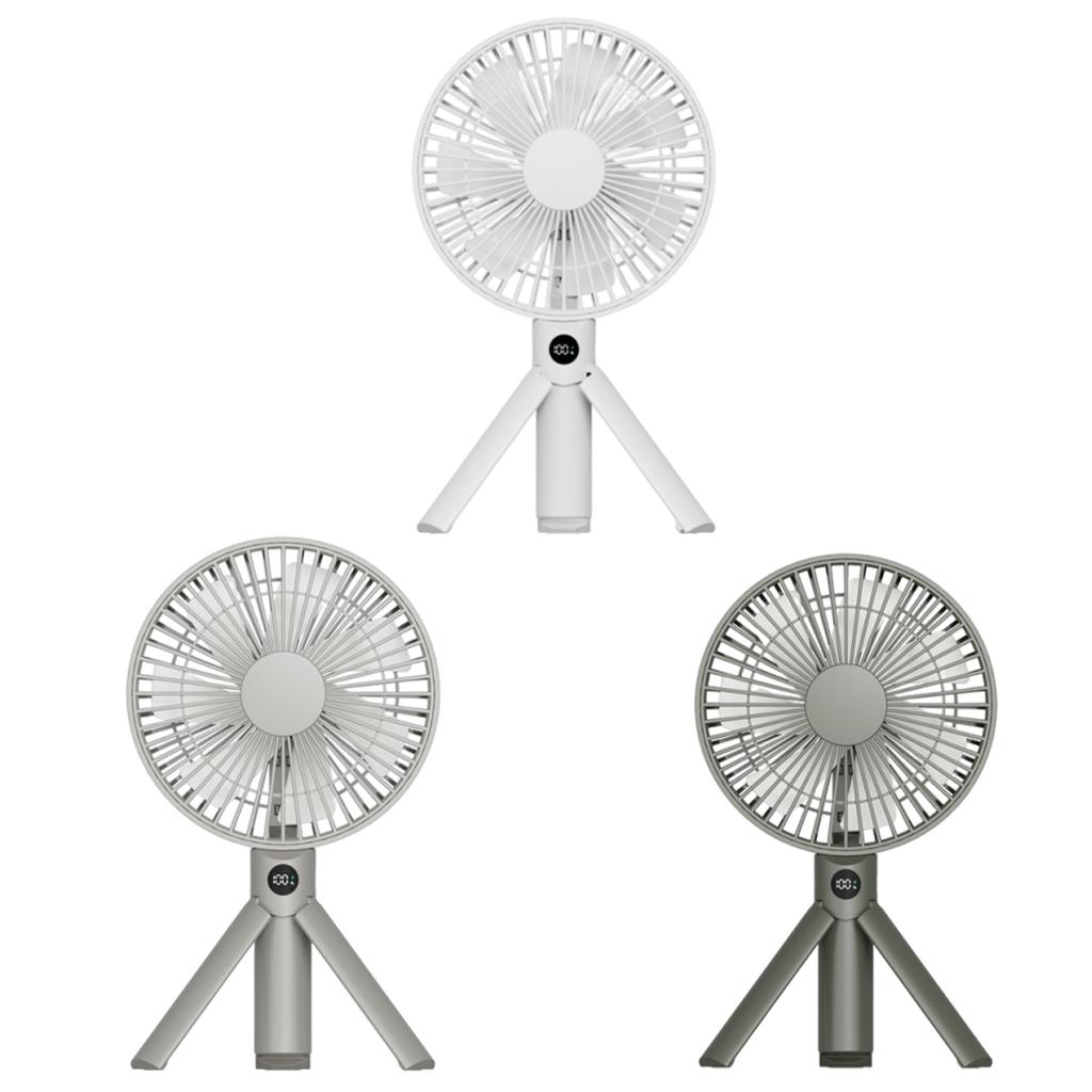 Portable Handheld Rechargeable Fan USB Rechargeable 4 Speed Wind Camping Tripod Fan for Outdoor Desktop Use/Tent Ceiling
