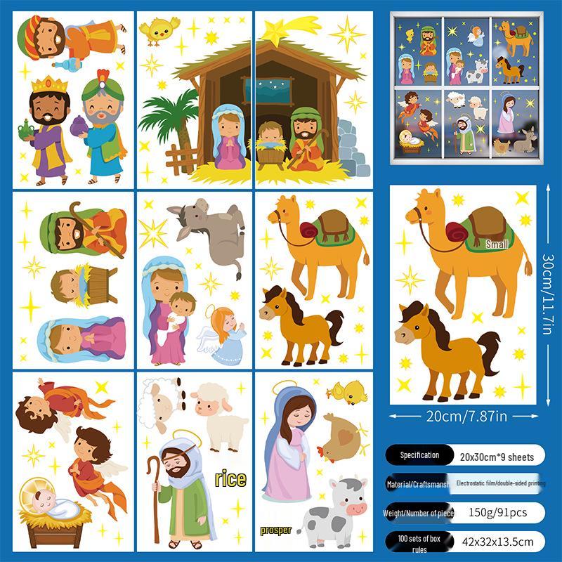 Christmas Cartoon Gnome & Dwarf Window Stickers - Removable PVC Electrostatic Decorations