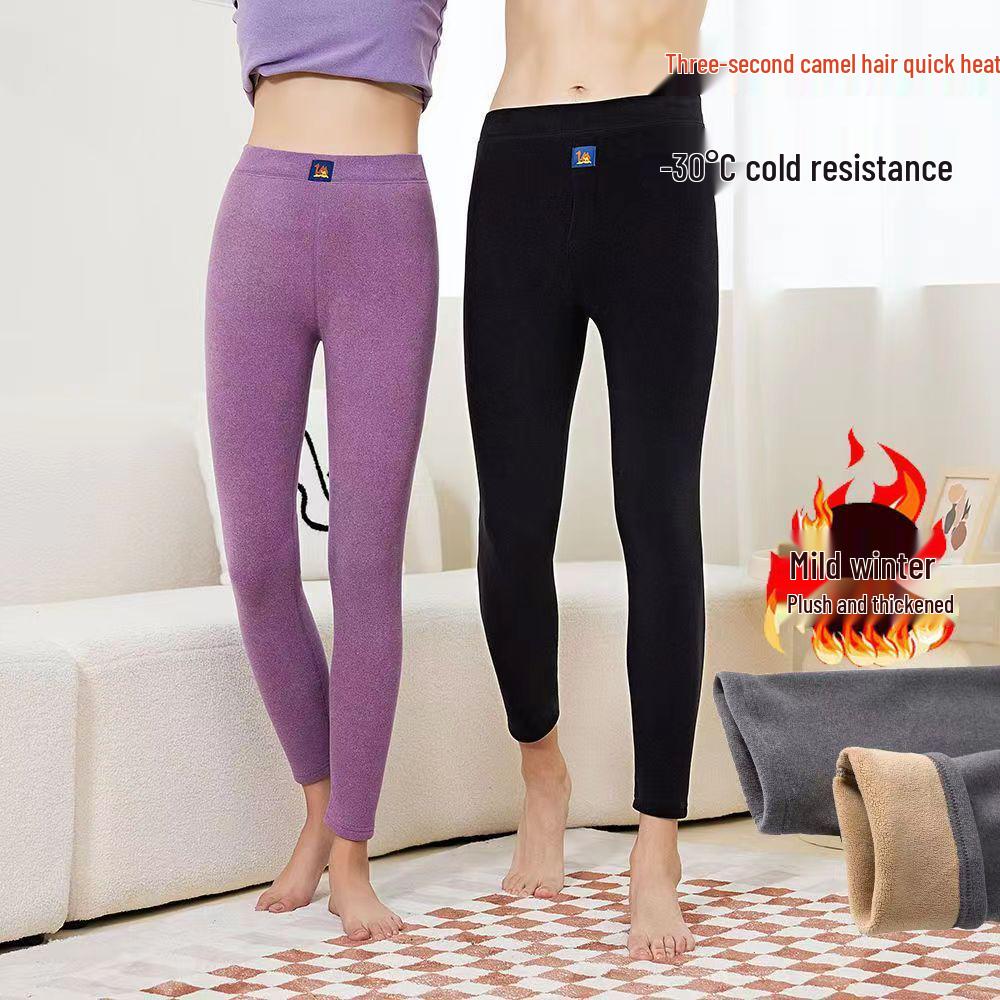 Men's and Women's Camel Hair Thermal Pants with Velvet Lining