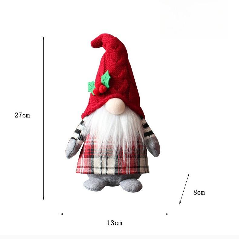 Poupée Rouge Mignonne Tressée Sans Visage avec Chapeau Poupée Âgée Décoration de Bureau en Peluche pour la Maison Fournitures de Décoration d'Ambiance de Noël Nouveau