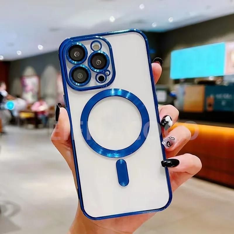 Full Protection Magnetic Wireless Charge Case For  For For Iphone 17 16 15 14 13 12 Pro Max Case With Camera Lens Protector