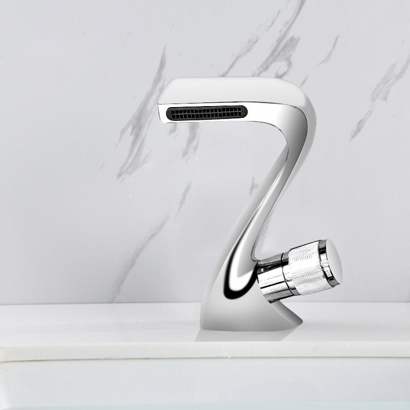 Tuqiu Brass Basin Faucets Modern Bathroom Mixer Tap Brass Grey Washbasin Faucet Lavotory Faucet  Elegant Crane For Bathroom