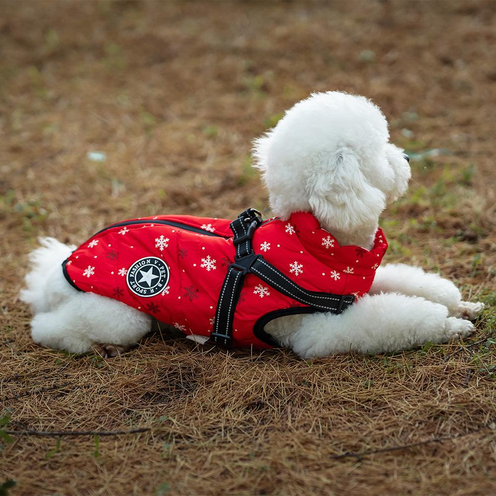 Christmas Pet Clothes Medium And Small Dog Dog Cotton-Padded Clothes Reflective Thickened Warm Dog Clothing